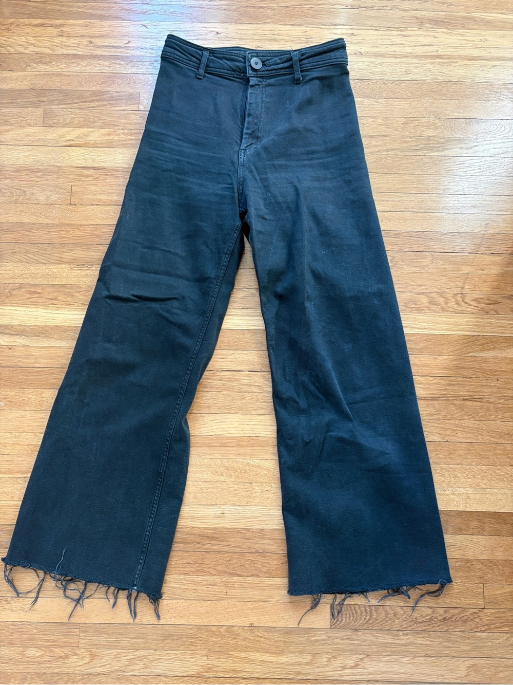 Zara Women’s Black Bootcut Jeans with Raw Hem